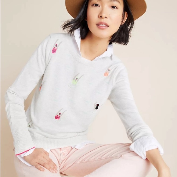 Anthropologie Sweaters - Lisa Todd swim team embroidered sweater in grey
